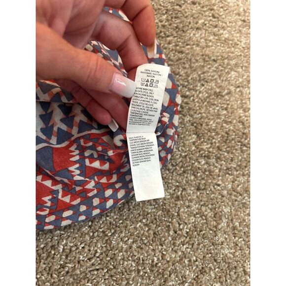 Lucky Brand top blouse Boho print triangle pattern top 3/4 sleeve tribal SZ 1X - Picture 4 of 8